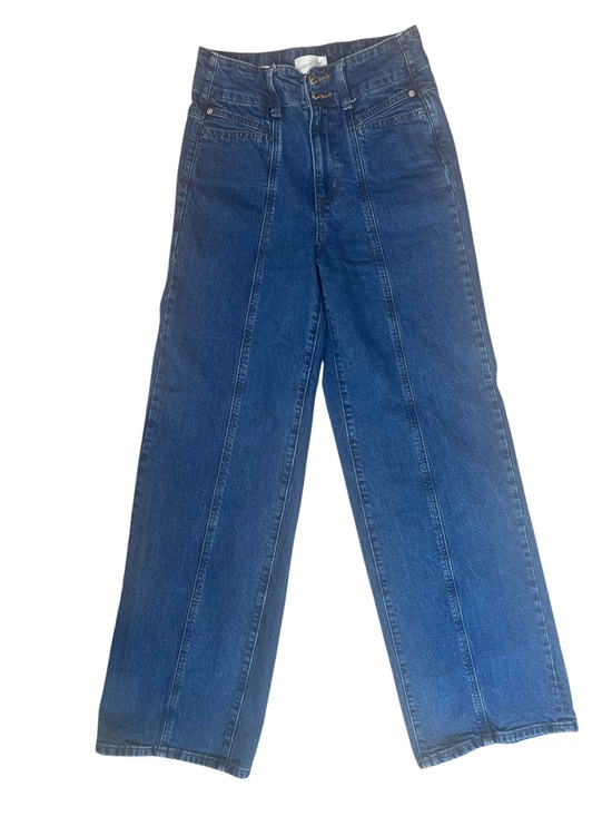 Universal Thread Denim - Universal Thread High Rise Wide Leg Jean Size 6 Dark Wash 70’s Retro Long Lean